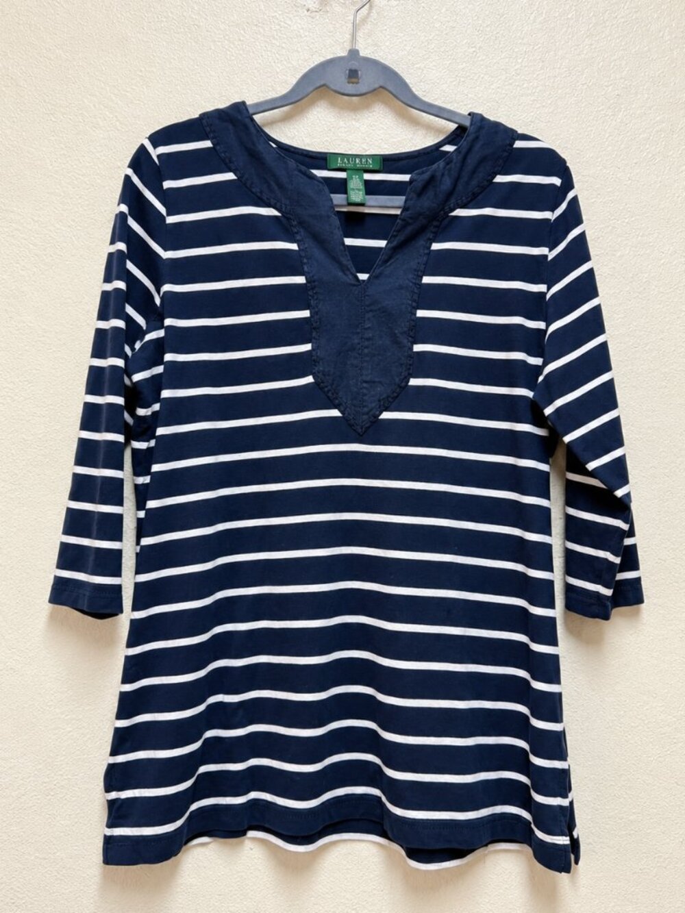 Lauren Ralph Lauren Navy Blue & White Striped Tunic